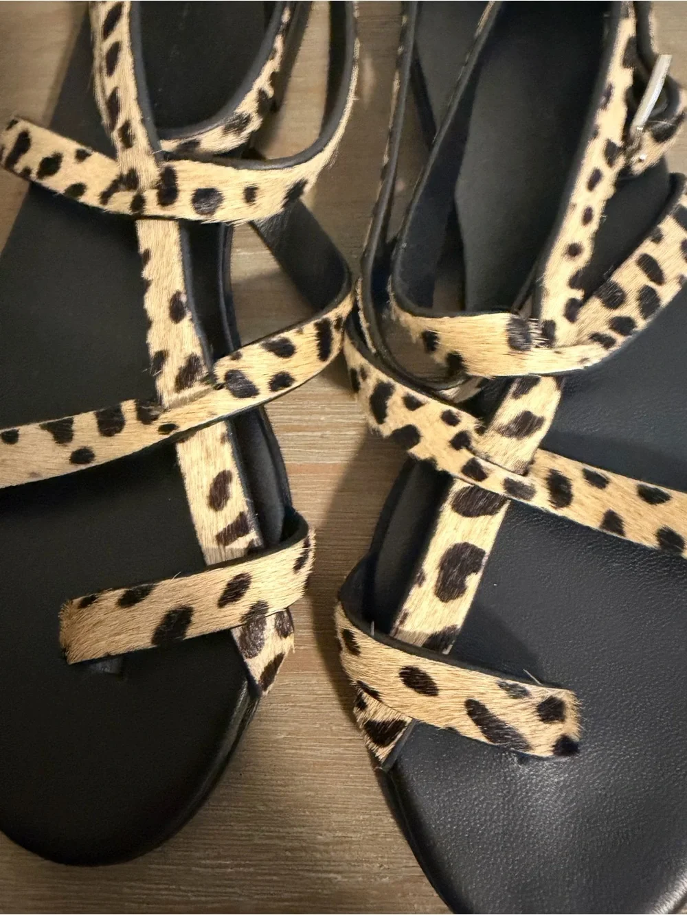 NEW!!Jenni Kayne Beige Pony-Hair Strappy Sandal